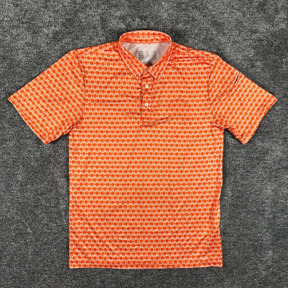Whataburger Polo Shirt Mens Small Orange Geometric Logo Short Sleeve Button Down